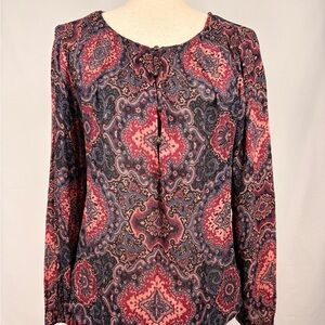 Lucky Brand Paisley Boho Blouse Size Large